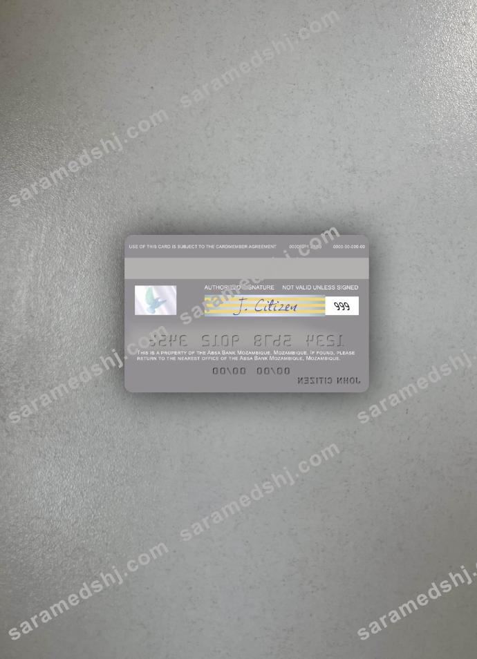 Mozambique Absa Bank Mozambique visa debit card photolook back